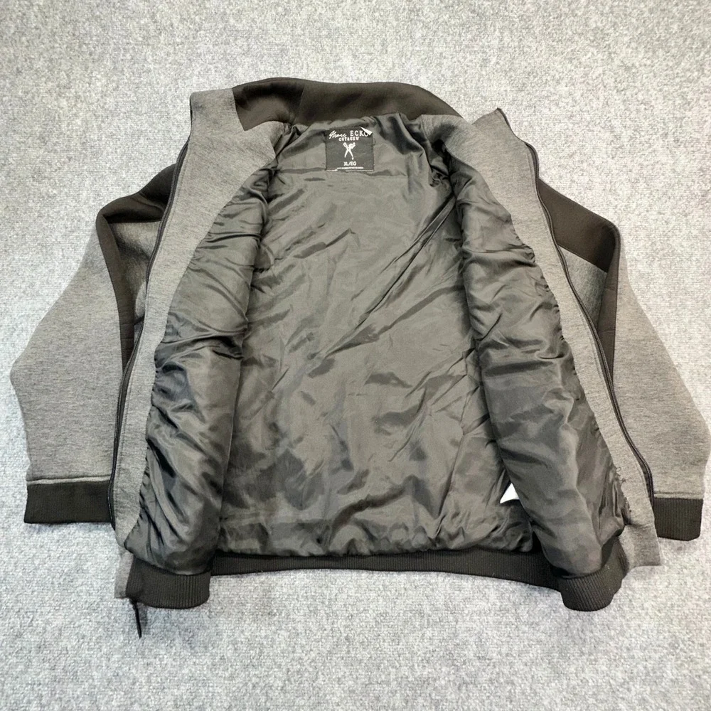 Marc Ecko Track Jacket Mens XL Gray Black‎ Full Zip Mock Neck Cut & Sew